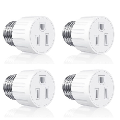 1-8Pcs E26/E27 Light Socket to Plug Adapter 2/3 Prong Light Bulb Outlet Adapter