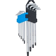 BGS Winkelschl&uuml;ssel Set, Torx T-Profil mit Bohrung, T10 - T50 extra lang, 9 tlg.