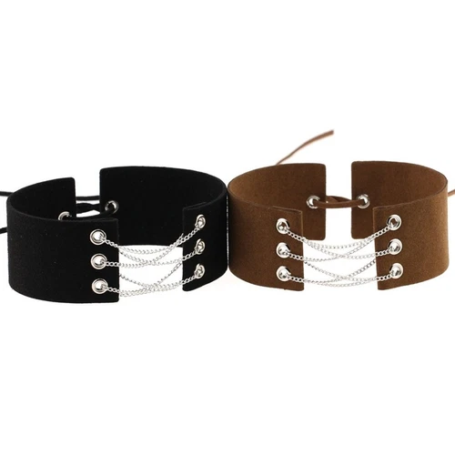 Gothic Samt breit mit Kette Choker Halskette Punk verstellbar Halsband Zubehör - Bild 4 von 55