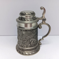VINTAGE SKS PEWTER MINI STEIN MADE IN GERMANY THREE CITIES WITH LANDSCAPE SCENES