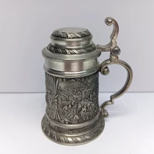 VINTAGE SKS PEWTER MINI STEIN MADE IN GERMANY THREE CITIES WITH LANDSCAPE SCENES
