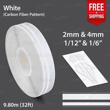 CARBON FIBER WHITE 1/2" 12mm Twin Lines Roll PIN STRIPE TAPE Decal Vinyl Sticker