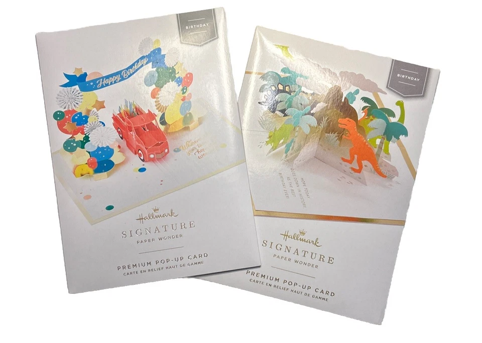 NUEVO Hallmark Signature Paper Wonder Lote de 2 Tarjetas Pop-Up 3D Divertidas Feliz Cumpleaños Foto 2 de 4