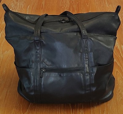 Vintage TUMI Tote Bag 916D3 Black Leather Travel Weekend Tote + Shoe Bag