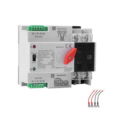 125A 2P Automatic Transfer Switch ATS AC220V Din Rail for Generator RV Solar