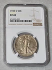 1935 S LIBERTY WALKING 90% SILVER HALF DOLLAR NGC XF 45 XF45 SAN FRANCISCO MINT