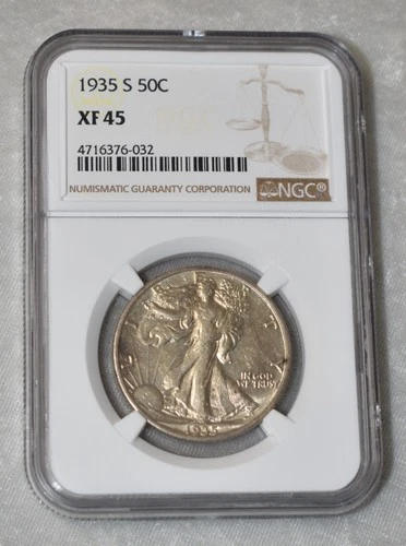 1935 S LIBERTY WALKING 90% SILVER HALF DOLLAR NGC XF 45 XF45 SAN FRANCISCO MINT