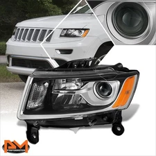 For 14-16 Jeep Grand Cherokee Left Side Black/Amber Projector Headlight Lamp