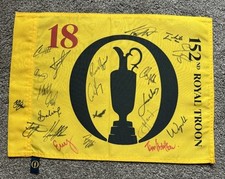 The Open 152nd Royal Troon Golf Flag Hand Signed By 21 inc Spieth Fleetwood