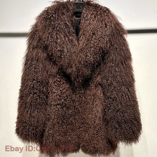White Mongolia Sheep Fur Jacket Women Winter Real Fur Jacket Coat image 7