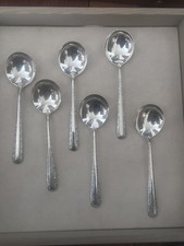 Juego de 6 cucharas sopera crema vintage de plata de ley Towle 6 3/8" a la luz de las velas