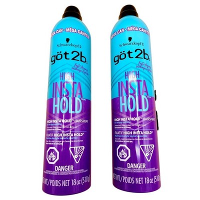 (2) Schwarzkopf got 2b Hairspray 18 Oz High Insta Hold Mega Cans All Day Control