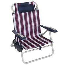Member  s Mark 5 Position Lay Flat Beach Chair, Nautical