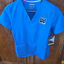 Scrubstar Women s S Blue Solid V-Neck Medical Scrub Top Polyester Blend
