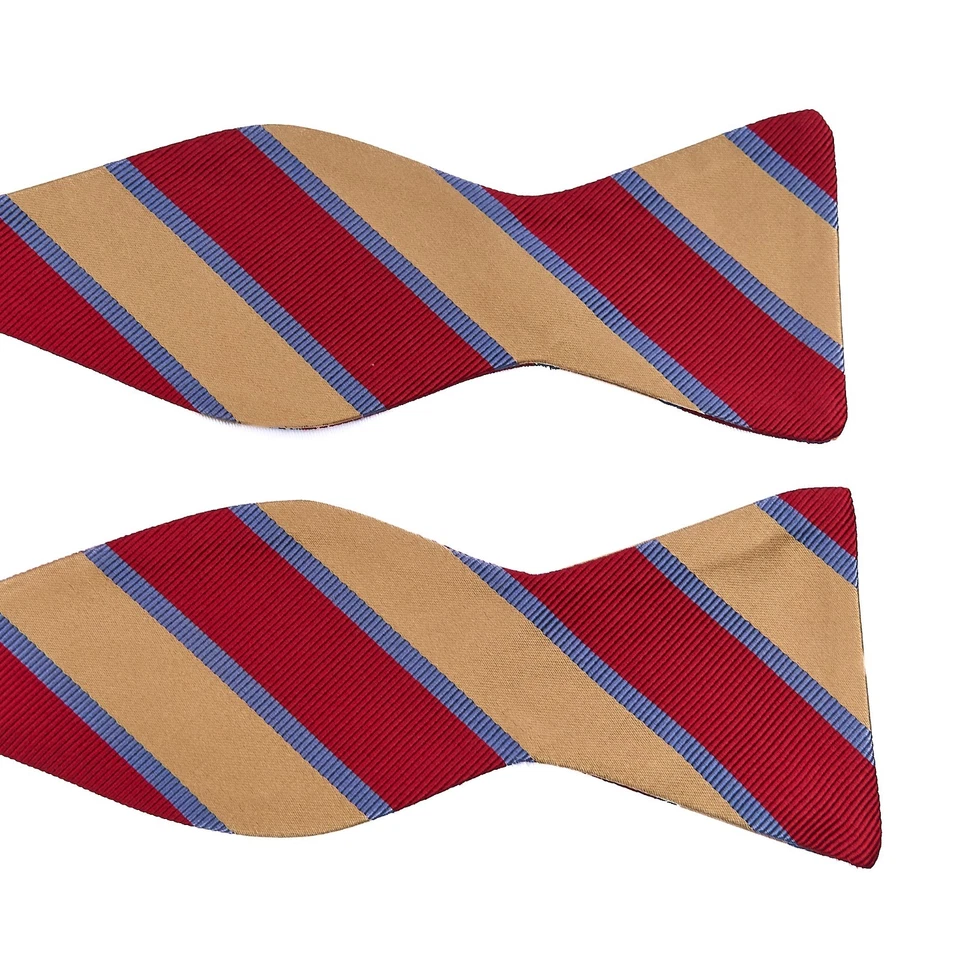 Jos A Bank Pajarita Seda Mezcla Algodón Rojo Tostado Azul Rayas Ajustable Italia Foto 4 de 4