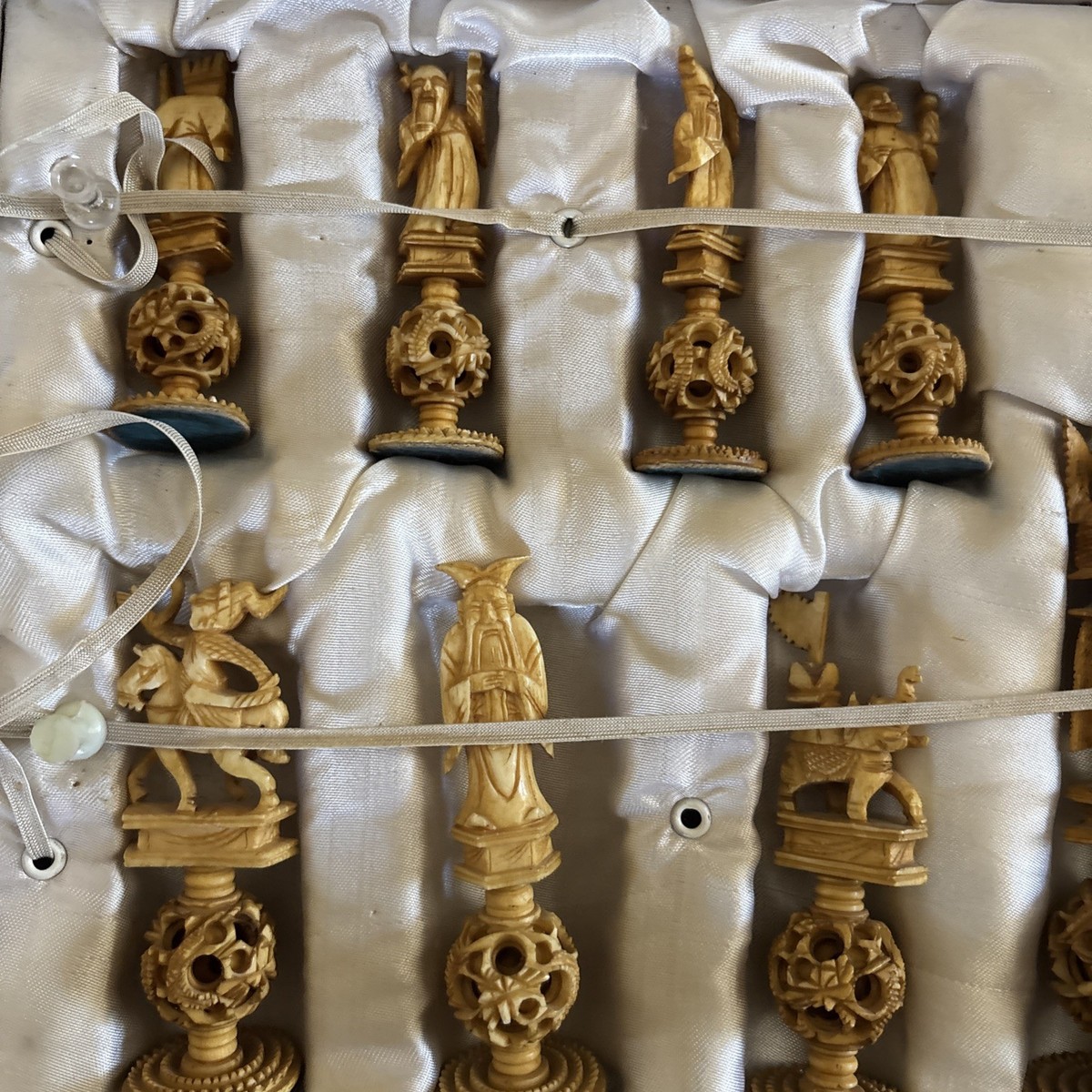 Vintage Chinese Puzzle Ball Figural Chess Set. | eBay