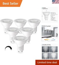 6 -Pack GU10 LED Bulbs 5.5W Dimmable Daylight 5000K Full Glass Recessed Track.