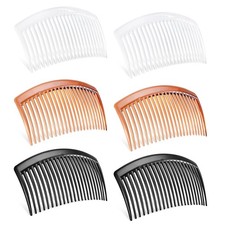 6PCS 3.15IN Hair Side Comb with 3 1 Count Pack of 6 , Black,Brown,Clear