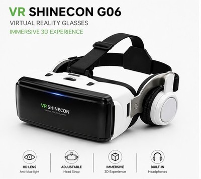VR Shinecon G06 VR Brille 3D HD Headset für Smartphone mit Kopfhörer