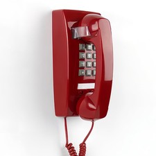 Retro Wall Mount Phone with Loud Mechanical Ringer Vintage Phones Red