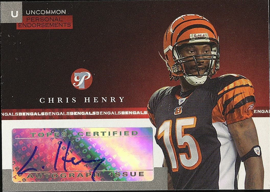 Chris Henry Topps Pristine Personal Endorsements #PEUCH Base