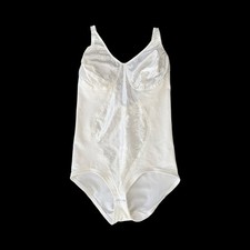 Vintage Lady Manhattan White Shaper Bodysuit Teddy Made In USA Size 36C