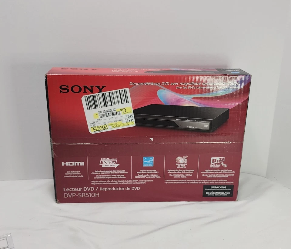 SONY Upscaling HDMI 1080p Full HD DVD Player DVP-SR510H w/Multi-Brand Remote NEW - Image 2 of 4