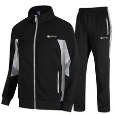 Men's Tracksuits Sweatsuits 2 Piece Casual Athletic Jogging Full Zip Black