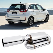Stainless Twin Loop Exhaust Muffler 2.5 Inlet 4.0 Outlet For Honda Fit Jazz