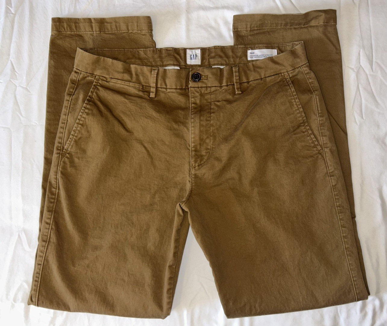 Men's Gap Essentials Khaki Straight Pant 34x32 Brown Beige