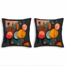 Stylish 18x18in Throw Pillow Covers Set of 2 - Abstract Forest Design 