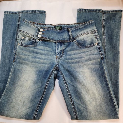 Vintage Y2K Flare Jeans Size 7 29" Medium Wash Low Rise Stretch No Back Pockets