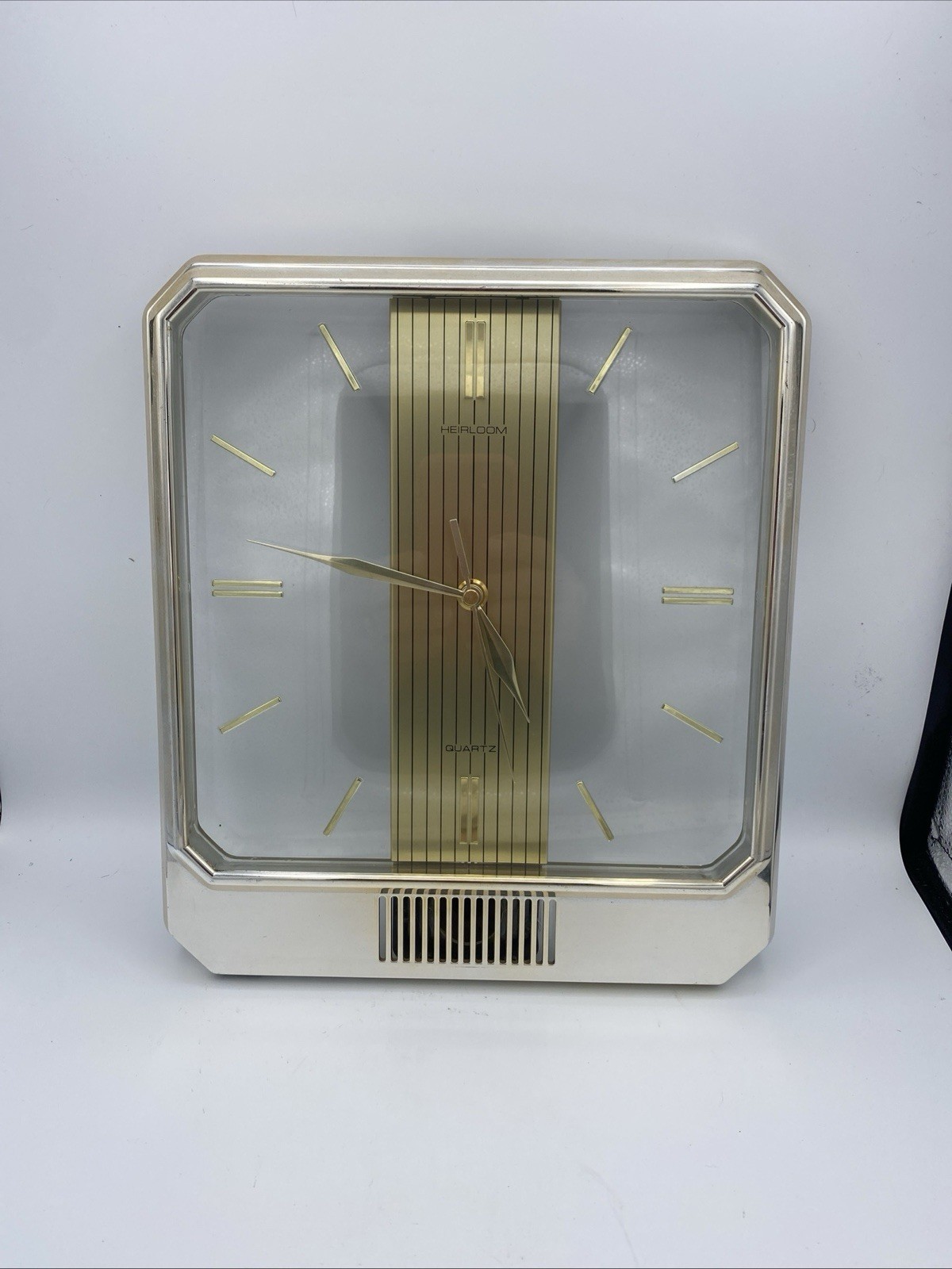 Vintage Tested* HEIRLOOM Wall Clock MCM style. 12.5" Tall X 12” Wide - NO CHIME-