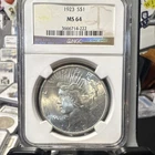 1923 Peace Dollar NGC MS 64 Silver Coin $1 KM#150 Cert#3666714-222