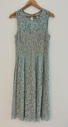 H&M Women's soft green lace midi Dress. Sz 6 US