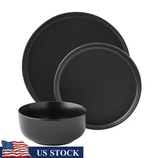 12-Piece Stoneware Dinnerware Set Microwave Safe Dishwasher Safe Plates Bowls US