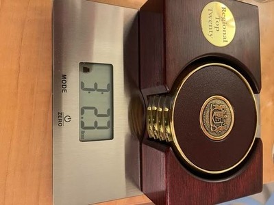 Rare AGE American Gold Exchange Corporate Set of Heavy Leather/GP Coasters (4)
