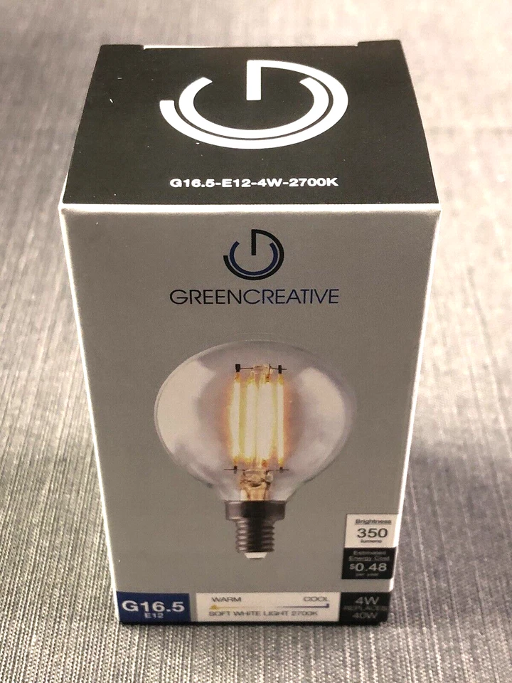 Green Creative 98451 Vintage LED G16.5 Globe 4W - 40W Equiv. 2700K Warm White - Image 3 of 4