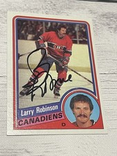 Larry Robinson Signed Card Topps JSA COA IP Auto Montreal Canadiens c