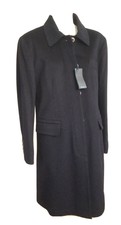 Nwt Faconnable Women's Navy Blue Long Coat With Waist Tie Sz. Xl $895