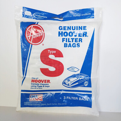 Hoover Genuine Type S Vacuum Filter Bags Sealed Pkg of 3 Vtg NOT Allergen Type