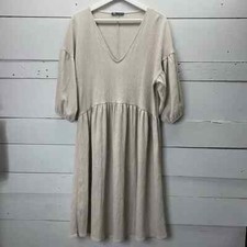 Zara Textured Weave V-Neck Dress Size Medium