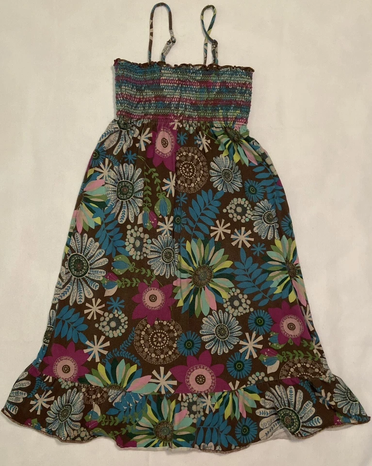 Greendog Smocked Sun Dress Flowers 70’s Style Floral Girls Size 6 - Изображение 2 из 4