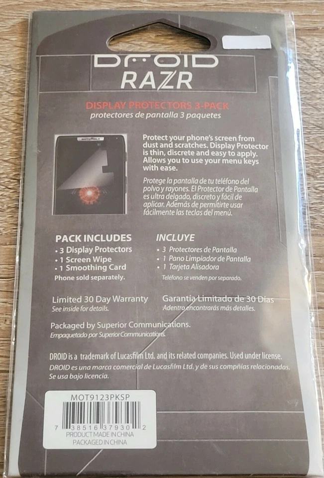 Motorola Droid Razr Display Screen Protectors  3 Pack Brand New Verizon Vintage - Image 2 of 2