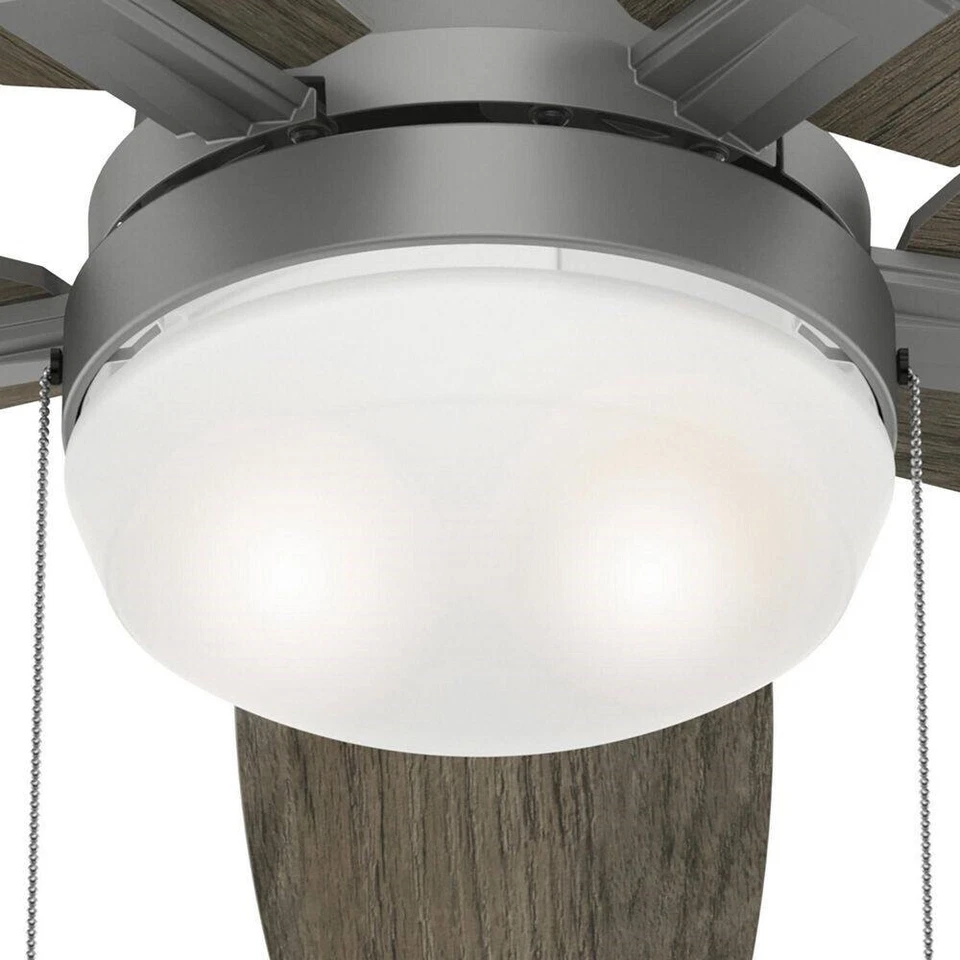Hunter Fan 44 in Contemporary Matte Silver Ceiling Fan with Light and Pull Chain - Image 3 of 4