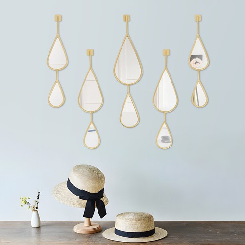 5Pcs Water Drop Decorative Mirrors Art Decorative Mirror Wall Decor Home Decor
