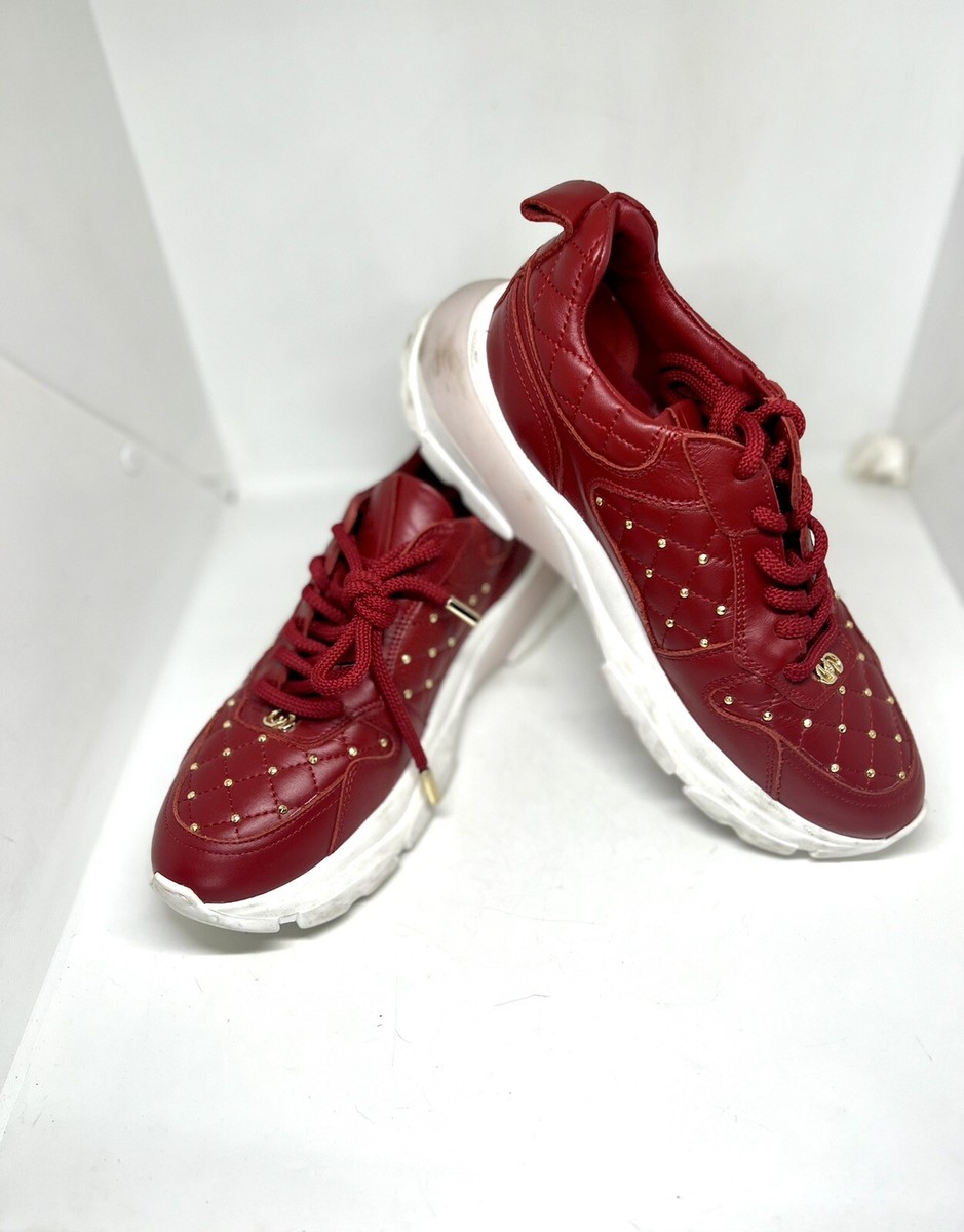 UTERQUE Women's Red Cowhide Leather Sneakers Size