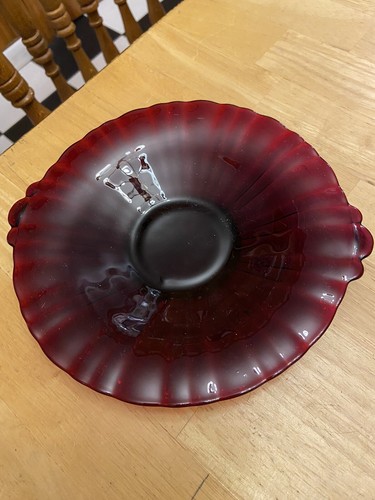 Cranberry Ruby RED Glass Candy Dish / Plate - Picture 3 of 5