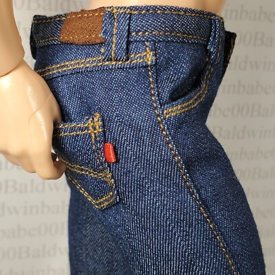 N30 (B) ~ FITS KEN BOTTOM ~ BUFF MADE TO MOVE DOLL BLUE POCKET JEANS PANTS
