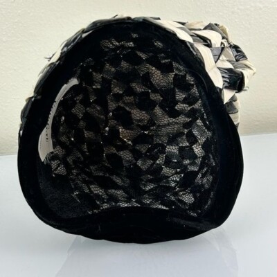 Vintage Original Shorlon Model Mod Weaved Lace Lined Hat Black & White Vintage Original Shorlon Model Mod Weaved Lace Lined Hat  main image 2